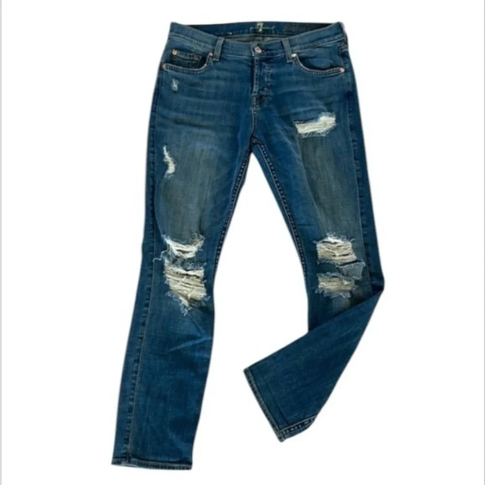 7FAMK josefina skinny boyfriend jeans size 25 distressed